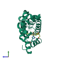 PDB entry 5b85 coloured by chain, side view.