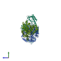 PDB entry 5bj3 coloured by chain, side view.