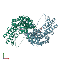 PDB entry 5bj4 coloured by chain, front view.