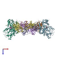 PDB entry 5bjz coloured by chain, top view.