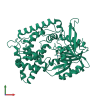 PDB entry 5bkm coloured by chain, front view.