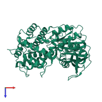 PDB entry 5bkm coloured by chain, top view.