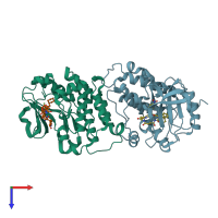 PDB entry 5bmm coloured by chain, top view.