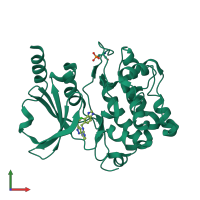 PDB entry 5bms coloured by chain, front view.