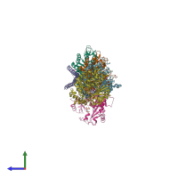 PDB entry 5bmv coloured by chain, side view.