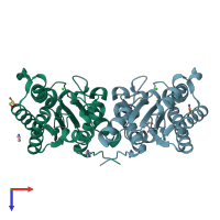 PDB entry 5bn1 coloured by chain, top view.
