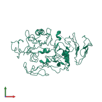 PDB entry 5bn7 coloured by chain, front view.