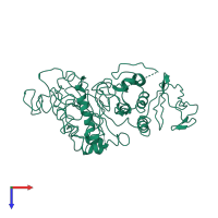 PDB entry 5bn7 coloured by chain, top view.