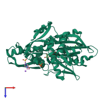 PDB entry 5bn9 coloured by chain, top view.