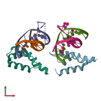 PDB entry 5bng coloured by chain, front view.