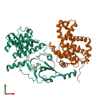PDB entry 5bnj coloured by chain, front view.