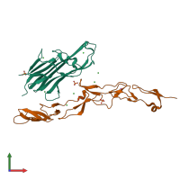 PDB entry 5bnq coloured by chain, front view.