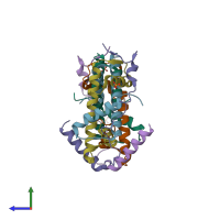 PDB 5bnv coloured by chain and viewed from the side.