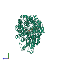 PDB entry 5bnw coloured by chain, side view.