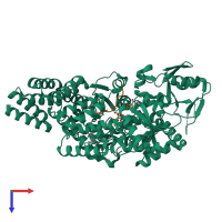 PDB entry 5bnw coloured by chain, top view.