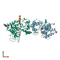 PDB entry 5bo6 coloured by chain, front view.