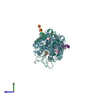 PDB entry 5bo6 coloured by chain, side view.