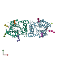 PDB entry 5bo8 coloured by chain, front view.