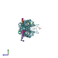 PDB entry 5bo8 coloured by chain, side view.