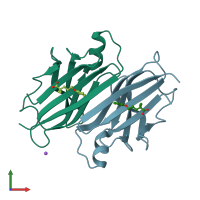 PDB entry 5boj coloured by chain, front view.