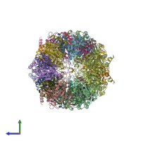 PDB entry 5bou coloured by chain, side view.