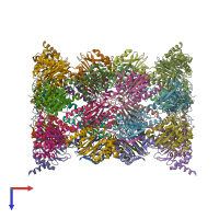 PDB entry 5bou coloured by chain, top view.