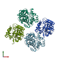 PDB entry 5bov coloured by chain, front view.