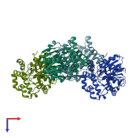 PDB entry 5bov coloured by chain, top view.