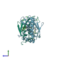 PDB entry 5bpa coloured by chain, side view.