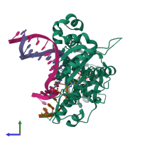PDB entry 5bpc coloured by chain, side view.