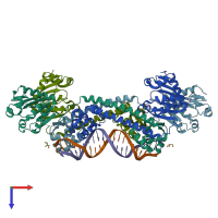 PDB entry 5bpd coloured by chain, top view.