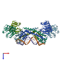 PDB entry 5bpi coloured by chain, top view.