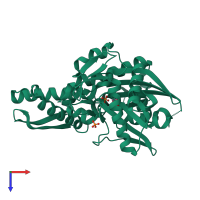 PDB entry 5bpn coloured by chain, top view.