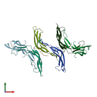 PDB entry 5bpu coloured by chain, front view.