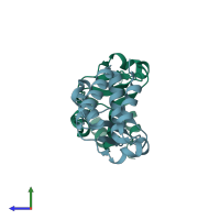 PDB entry 5bpv coloured by chain, side view.