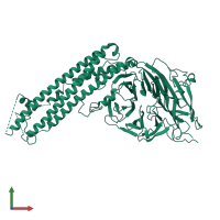 PDB entry 5bpw coloured by chain, front view.