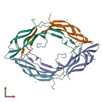 PDB entry 5bq8 coloured by chain, front view.