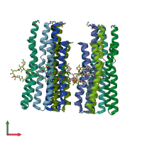 PDB entry 5bqa coloured by chain, front view.