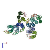 PDB entry 5bqa coloured by chain, top view.