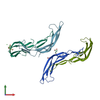 PDB entry 5bqb coloured by chain, front view.