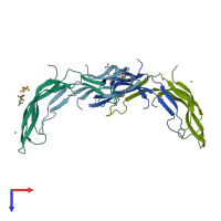 PDB entry 5bqb coloured by chain, top view.