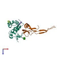 PDB entry 5bqc coloured by chain, top view.