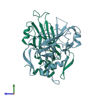 PDB entry 5bqd coloured by chain, side view.