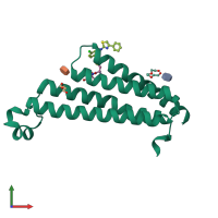 PDB entry 5bqg coloured by chain, front view.