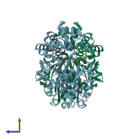 PDB entry 5brh coloured by chain, side view.