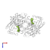 2-deoxy-2-({[(1,1-dioxido-1-benzothiophen-2-yl)methoxy]carbonyl}amino)-beta-D-glucopyranose in PDB entry 5brh, assembly 1, top view.