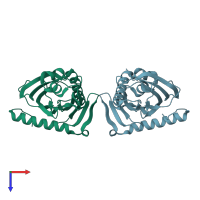 PDB entry 5brl coloured by chain, top view.