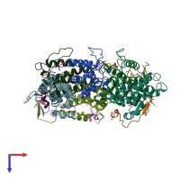 PDB entry 5brm coloured by chain, top view.