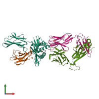 PDB entry 5brz coloured by chain, front view.