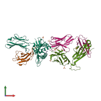 PDB entry 5bs0 coloured by chain, front view.